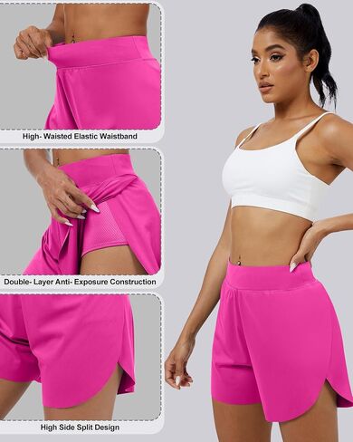 Coume 3 Pack Womens High Cherched Athletic Running Shorts Dlist High Split Quick Dry Gym Sorts with Mesh Liner in Kuwait