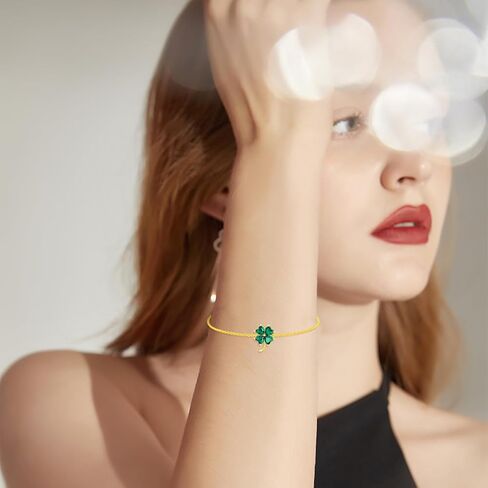 14k Solid Gold Lotus/Sunflower/Clover Bracelet 14k Yellow Gold Flower Jewelry Birthday Christmas Gifts in Saudi Arabia