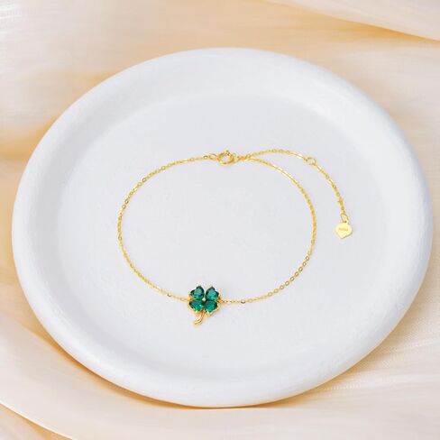 14k Solid Gold Lotus/Sunflower/Clover Bracelet 14k Yellow Gold Flower Jewelry Birthday Christmas Gifts in Saudi Arabia