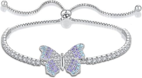 STARCHENIE 925 Sterling Silver Butterfly Bracelet for Women Adjustable Slider Bracelet 9 Inches in Saudi Arabia