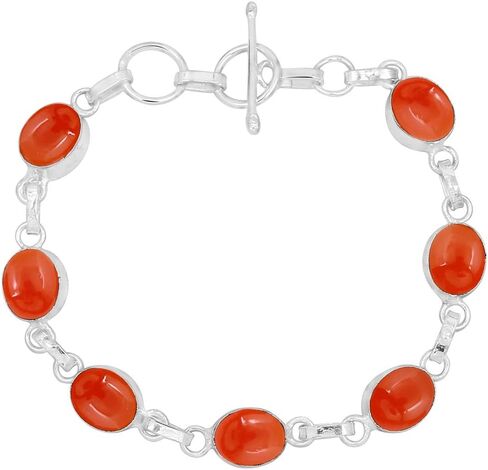 Oval Shape Natural Gemstones Statement Bracelet for Women - 925 Silver Plated Handmade Birthstone Bohemian Vintage Style Women's Jewelry Gifts for Wedding Anniversary Christmas Valentine's Day in Saudi Arabia