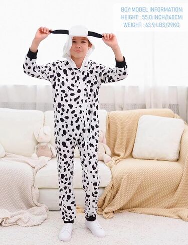 أزياء RCP-Halloween للبنات Boys Kid's Black رصدت الكلب الرمز البريدي بذلة دلماسية لطيفة مع ذيل 6-7 سنوات in Kuwait