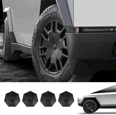 4 قطع من أغطية محور العجلة المركزية لـ Tesla Cybertruck أغطية العجلات ذات التغطية الكاملة ABS أغطية غطاء العجلة القابلة للإزالة لملحقات Cybertruck، تصميم سهل التركيب مع أداة إزالة، مناسبة لجميع التضاريس in Saudi Arabia
