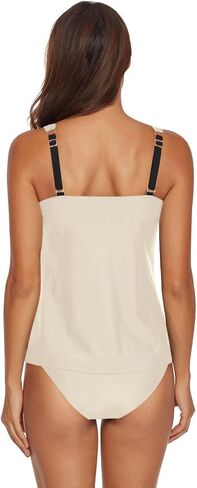 Cream Color Tankini Swimsuits for Women Two Piece Swimwear Tankini Tops with Bikini Bottom-M in Saudi Arabia