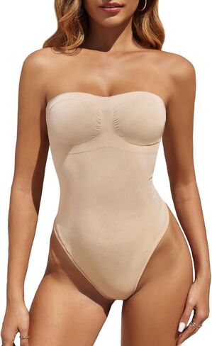 Fisoew Women's Sexy Bodysuit Bodysuit Tummy التحكم في أنبوب الملابس الداخلية أعلى سلاسة قطعة واحدة نحت الجسم in Kuwait