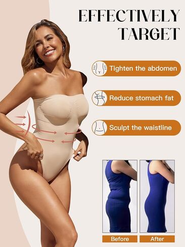 Fisoew Women's Sexy Bodysuit Bodysuit Tummy التحكم في أنبوب الملابس الداخلية أعلى سلاسة قطعة واحدة نحت الجسم in Kuwait