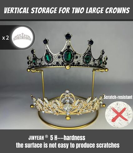 Crown Display 2 مستويات Tiara عرض Stand Golden Bridal Crown Storage Organizer Jewelry Holder for Women Girls Wedding Home Shop Store in Kuwait