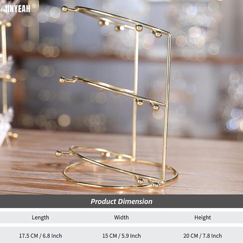 Crown Display 2-Tier Tiara Display Stand Golden Bridal Crown Storage Organizer Jewelry Holder for Women Girls Wedding Home Shop Store in Kuwait