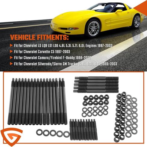 12-Point Cylinder Gasket Head Stud Bolt Kit Fit for Chevy LS1 LS3 5.3L 5.7L 6.0L /LS1 LS6 L98 4.8L 5.3L 6.0L 2004-2019 Engines​ Replaces# 234-4317 in Kuwait