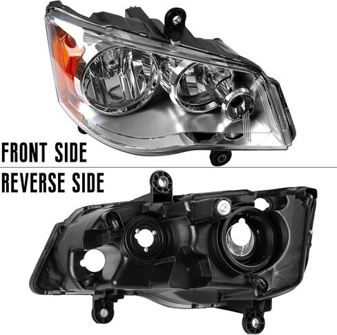 2PCS Chrome Headlight Compatible with 2011 2012 2013 2014 2015 2016 2017 2018 Dodge Grand Caravan For 2008-2016 Chrysler Town & Country Headlight+Corner Parking Turn Signal Marker Light, Clear in Saudi Arabia