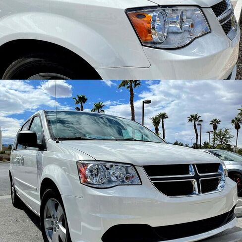 2PCS Chrome Headlight Compatible with 2011 2012 2013 2014 2015 2016 2017 2018 Dodge Grand Caravan For 2008-2016 Chrysler Town & Country Headlight+Corner Parking Turn Signal Marker Light, Clear in Saudi Arabia