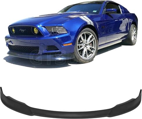Compatible with/Replacement for Front Bumper Lip, RTR Style PU Front Lip Spoiler Black, Fits 2013 2014 Ford Mustang Base V6 GT V8 in Saudi Arabia