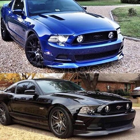 Compatible with/Replacement for Front Bumper Lip, RTR Style PU Front Lip Spoiler Black, Fits 2013 2014 Ford Mustang Base V6 GT V8 in Saudi Arabia