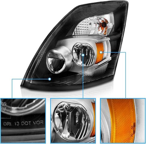 Amerilite Black [LED Extreme LED/Low Beam] 6000K Presconse Prescips تم تعيينه لـ Volvo VNL/VNX - برنامج تشغيل وراكب in Kuwait
