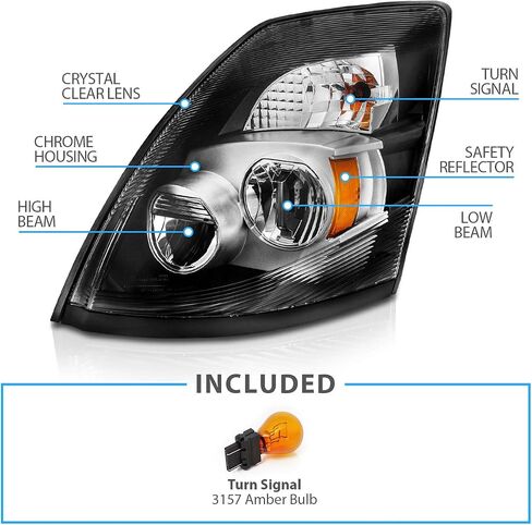 Amerilite Black [LED Extreme LED/Low Beam] 6000K Presconse Prescips تم تعيينه لـ Volvo VNL/VNX - برنامج تشغيل وراكب in Kuwait