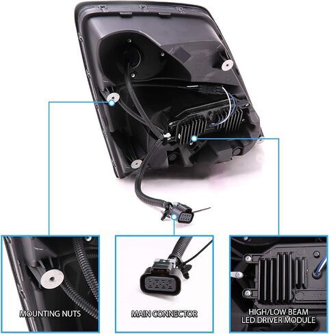 Amerilite Black [LED Extreme LED/Low Beam] 6000K Presconse Prescips تم تعيينه لـ Volvo VNL/VNX - برنامج تشغيل وراكب in Kuwait