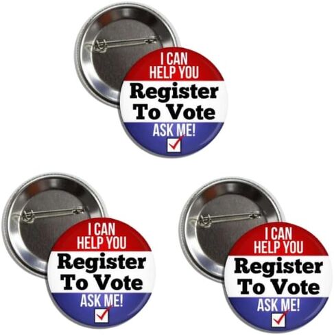 I Can Help You Register to Vote! Political Pinback Buttons, 2.25", Pack of 3 in Saudi Arabia