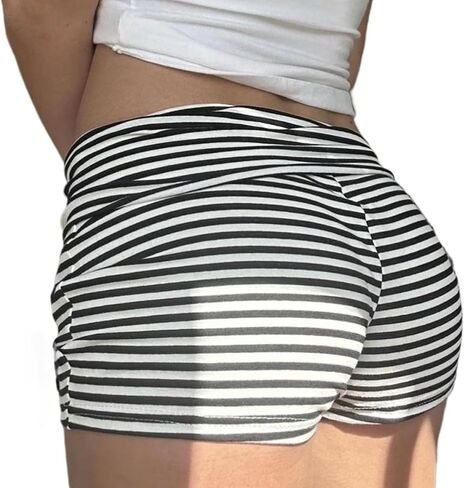 Womens Y2K Foldover Shorts Yoga Pants Zebra Print Cheetah Mini Shorts Low Rise Patchwork Stretchy Hot Pants in Kuwait