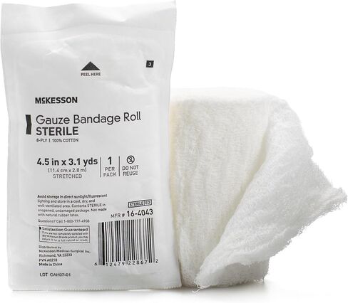 McKesson Sterile 6-Ply Cotton Fluff-Dried Gauze Bandage Roll, 4.5 inches x 4.1 Yards, 100 Count in Saudi Arabia