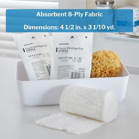 McKesson Sterile 6-Ply Cotton Fluff-Dried Gauze Bandage Roll, 4.5 inches x 4.1 Yards, 100 Count in Saudi Arabia