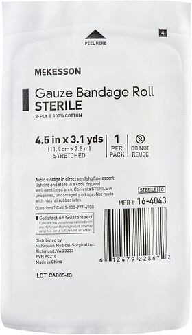 McKesson Sterile 6-Ply Cotton Fluff-Dried Gauze Bandage Roll, 4.5 inches x 4.1 Yards, 100 Count in Saudi Arabia