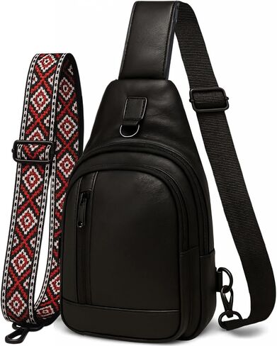 Genuine Leather Sling Bag for Men - Black Sling Purse, Leather Crossbody Bags for Men, Cross body bags for Women in Kuwait