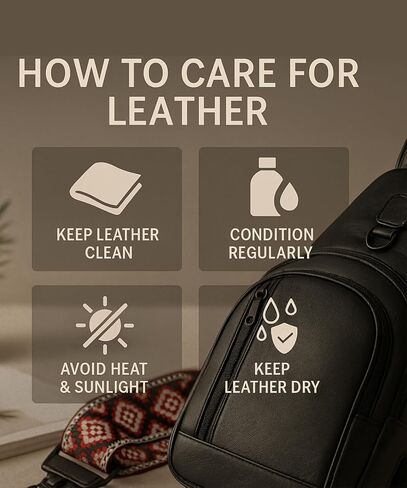 Genuine Leather Sling Bag for Men - Black Sling Purse, Leather Crossbody Bags for Men, Cross body bags for Women in Kuwait