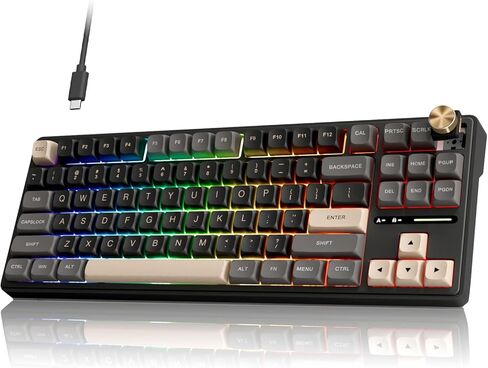 لوحة مفاتيح ميكانيكية سلكية RK ROYAL KLUDGE R87 Pro مع مقبض قابل للتبديل السريع، لوحة مفاتيح ألعاب بإضاءة خلفية 75% RGB و88 مفتاحًا، لوحة مفاتيح مخصصة مثبتة بحشية TKL مع QMK/VIA ومفتاح كريمي خطي in Kuwait