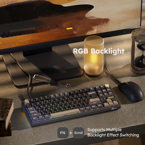 لوحة مفاتيح ميكانيكية سلكية RK ROYAL KLUDGE R87 Pro مع مقبض قابل للتبديل السريع، لوحة مفاتيح ألعاب بإضاءة خلفية 75% RGB و88 مفتاحًا، لوحة مفاتيح مخصصة مثبتة بحشية TKL مع QMK/VIA ومفتاح كريمي خطي in Kuwait