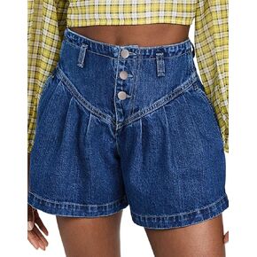 utcoco Womens Jean Shorts Button Fly High Waisted Jeans Wide Leg Pleated Denim Skorts with Pockets in Saudi Arabia