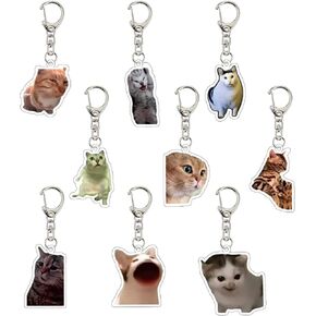 Angyape 9Pcs Funny Cat Meme Keychain Cute Bag Charms for Women Handbag Purse Charms Car Keys Accessories Party Favors Gifts in Saudi Arabia