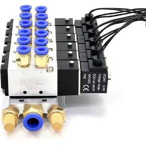 1PCS Solenoid Valve Multi-way Combination 4V110-06 Manifold Stations DC12V 24V AC220V With Fittings 5 port 2 position Solenoid Valves(4 Row 6mm fitting,DC12V) in Saudi Arabia