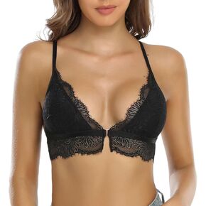 Shekini Lace Bralettes for Women Front Front Closure Bras Pated Wire Triangle Free Wireless Halter Bra Racerback Crop Stest Stest Bra in Kuwait