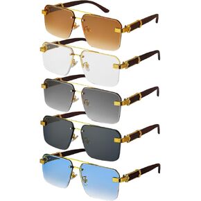 5 Pairs Rimless Sunglasses for Women Men Fashion retro semi Rectangle Square Frameless UV400 Protection Cool Sunglasses in Saudi Arabia