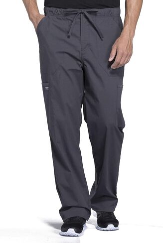 Men Scrubs Set Workwear Professionals WW695 V-Neck Top & WW190 FLACED LEG FLY PARK PANT PANT ، Pewter- L TOP/L PANT in Saudi Arabia