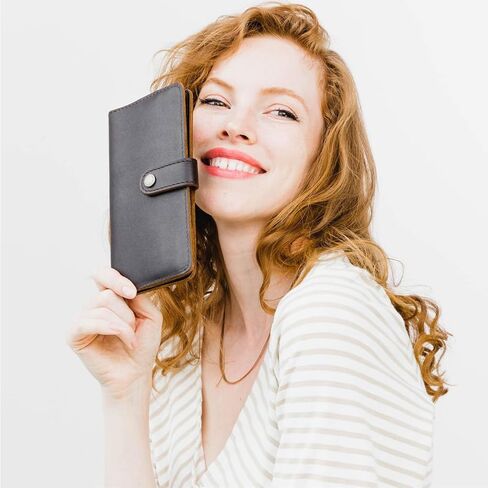 Portland Leather Goods Women's Mini Bifold Wallet – Slim, Palm-Sized Design with Secure Snap Closure, 2 Card Slots, 2 Cash Slots & Zippered Coin Pocket – Pebbled Black in Saudi Arabia