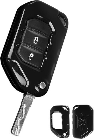 Hoolcar Key Fob Cover Case Key Holder Shell Remote Control Smart Key Fob Protector Compatible with Jeep Wrangler JL JLU & Gladiator JT 2018-2025, Yellow in Kuwait