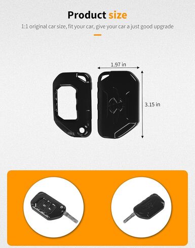 Hoolcar Key Fob Cover Case Key Holder Shell Remote Control Smart Key Fob Protector Compatible with Jeep Wrangler JL JLU & Gladiator JT 2018-2025, Yellow in Kuwait