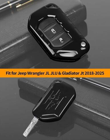 Hoolcar Key Fob Cover Case Key Holder Shell Remote Control Smart Key Fob Protector Compatible with Jeep Wrangler JL JLU & Gladiator JT 2018-2025, Yellow in Kuwait