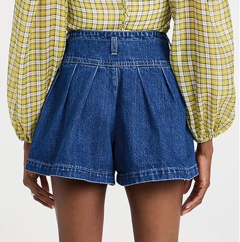 utcoco Womens Jean Shorts Button Fly High Waisted Jeans Wide Leg Pleated Denim Skorts with Pockets in Saudi Arabia
