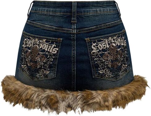 WDIRARA Women's Plus Size Leopard Fuzzy Mini Denim Skirt Y2k Bodycon Jean Skirts in Saudi Arabia