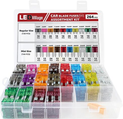 80 PCS LEDVillage Mini Car Dores Kit Automotive Kit - Fuse Blade Kit Kit Auto Loto (2A/3A/5A/10A/15A/20A/30A/40A) for RV ، Camper ، Boat ، Truck ، Motorcy ، Auto Accessories in Kuwait