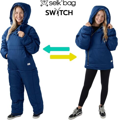 selk'bag swytch lite حقيبة النوم والسترة يمكن ارتداؤها | 2 في 1 قابلة للتحويل ، خفيفة الوزن ، صديقة للبيئة للتخييم والسفر والمهرجانات والاستخدام اليومي | تصنيف درجة الحرارة 40 درجة فهرنهايت in Kuwait