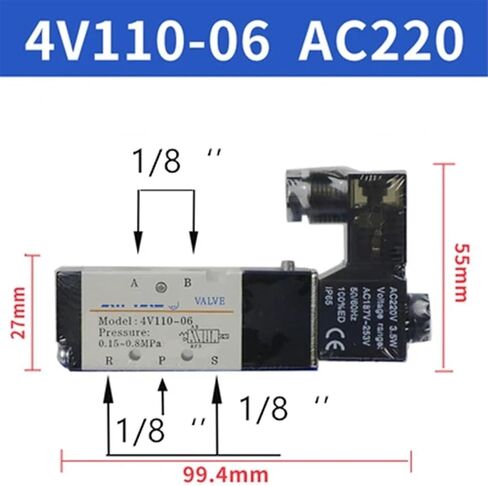 1PCS 4V210-08 24v Solenoid Valve electronmagnetic 4V210-08-10 24DC 4V410-15 4V110-06 AC220v DC12v AC24v(4V310-10 DC24) in Saudi Arabia