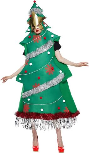 Halloween Women Christmas Tree Costumes with Star Mask for Adult Funny Festival Party Suit Costume in Saudi Arabia
