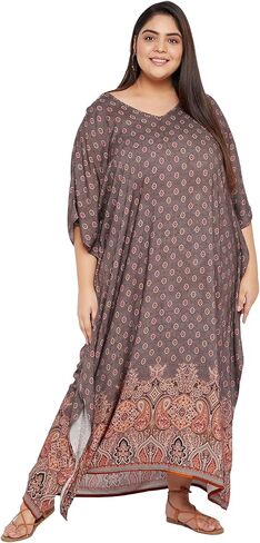 فستان Kaftan للنساء بالإضافة إلى التستر على التستر على الحجم رايون رايون كافيان ماكسي هاوس فساتين ملابس للسيدات للسيدات in Kuwait