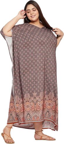 فستان Kaftan للنساء بالإضافة إلى التستر على التستر على الحجم رايون رايون كافيان ماكسي هاوس فساتين ملابس للسيدات للسيدات in Kuwait