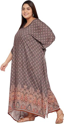 فستان Kaftan للنساء بالإضافة إلى التستر على التستر على الحجم رايون رايون كافيان ماكسي هاوس فساتين ملابس للسيدات للسيدات in Kuwait