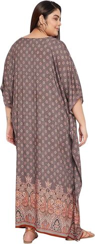 فستان Kaftan للنساء بالإضافة إلى التستر على التستر على الحجم رايون رايون كافيان ماكسي هاوس فساتين ملابس للسيدات للسيدات in Kuwait