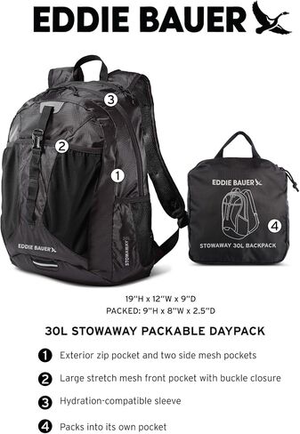 Eddie Bauer Stowaway Packable Backpack-Made from Ripstop Polyester, Spruce, 20L in Saudi Arabia